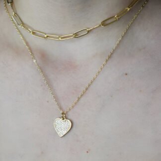 Duo de Cadenas Doradas con Corazón Brillante en Oro Golfield