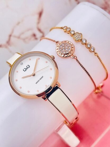 Reloj Q&Q para Dama Style Nacar+Pulsera - Imagen 2