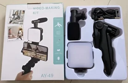 Kit para Videos- Tripode+Microfono+Reflector Luz Led - Imagen 2