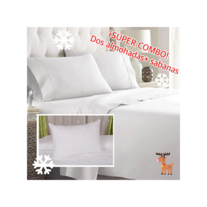 Súper Combo - Sábanas Cama Doble + 2 Almohadas