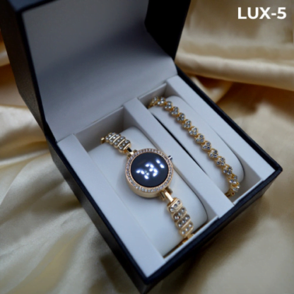 Reloj Luxur Led + Pulsera Estuche Dama