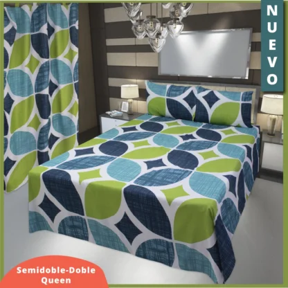 Kit Juego de Sábanas Doble + Cortinas