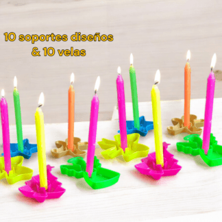 Velas 10 y 10 Soportes Diseños